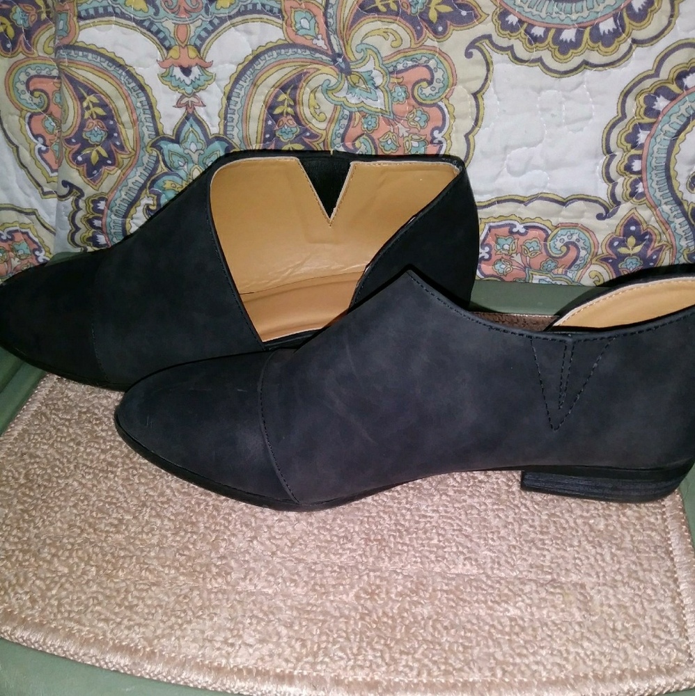 Black leather booties